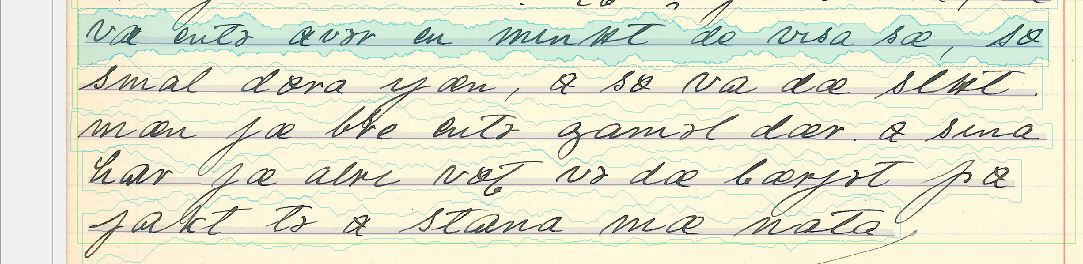 Bild 2. HTR-behandlad sekvens ur handskriven dialekttext från Isof i Göteborg (iodg00027_1, s. 143)