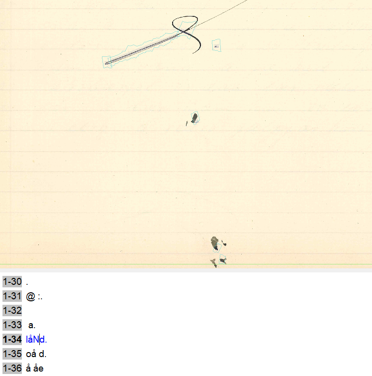Bild 7. HTR-modell som försöker transkribera olika slags icke-text
