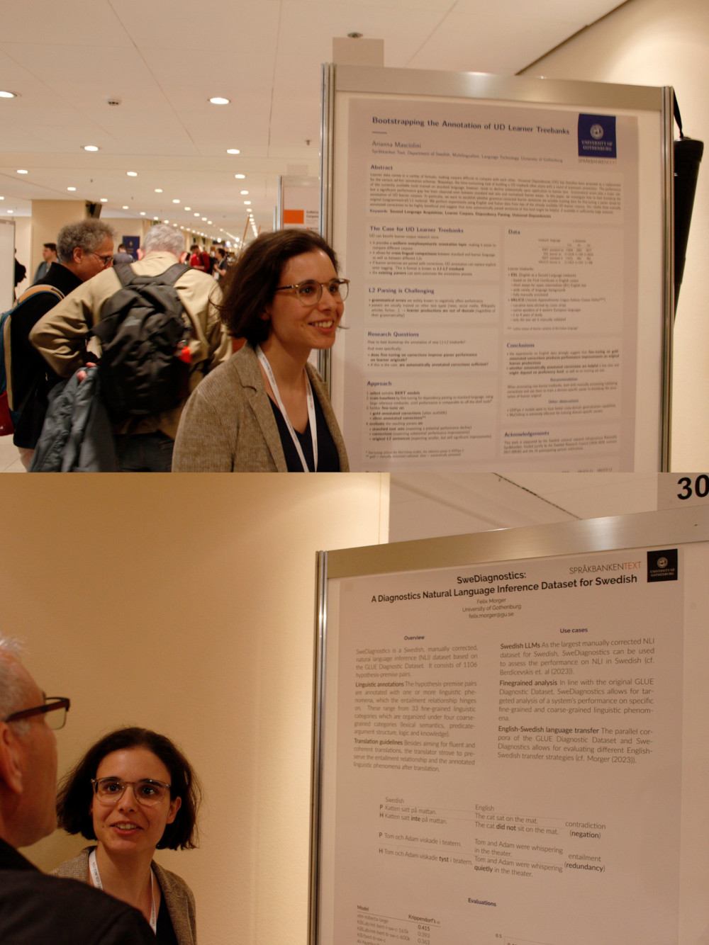 Arianna Masciolini presenting both her work on L2 parsing and the SweDiagnostics dataset on behalf of Felix Morger at the Building and Using Comparable Corpora (BUCC) workshop.