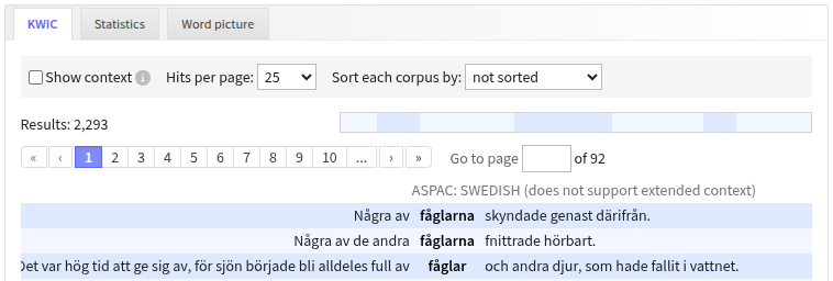Korp frontend 9.9 search result